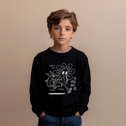 Pull mascotte fleurs pour enfant
